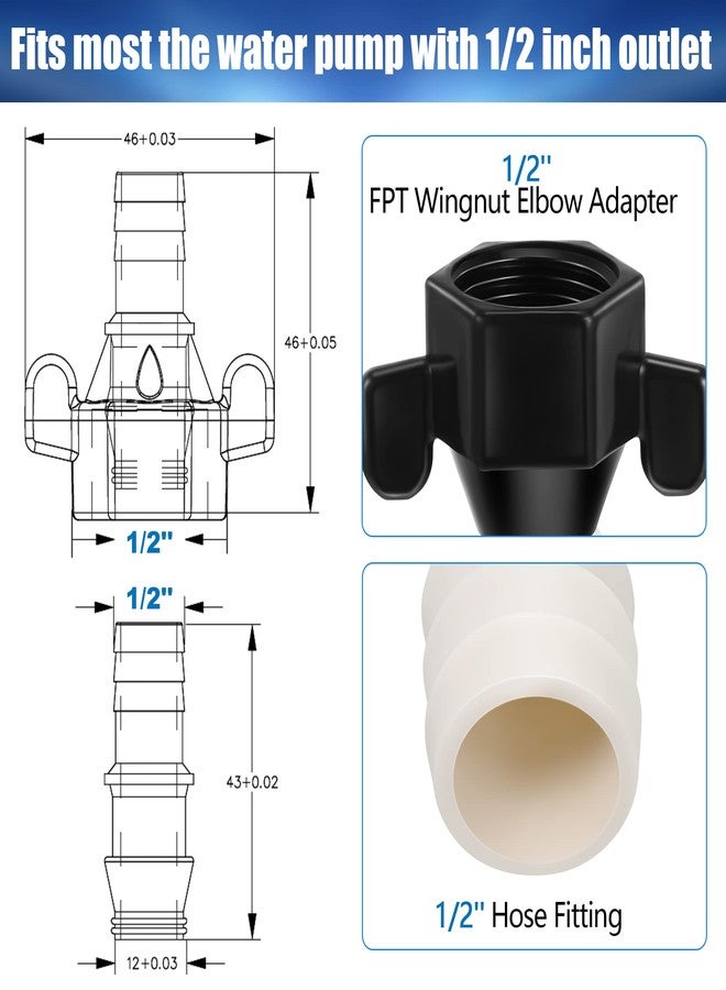 Dreyoo محول دوار مستقيم من Dreyoo مقاس 1/2 بوصة × 14 NPT - وصلات مضخة مياه RV مع شريط مانع للتسرب، وصلات PEX أنثوية مقاس 1/2 بوصة لمصفاة مضخة المياه (4 قطع) - Image 2